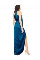 Peacock Blue Sheath High Neck Long Formal Evening Dress Canada Online