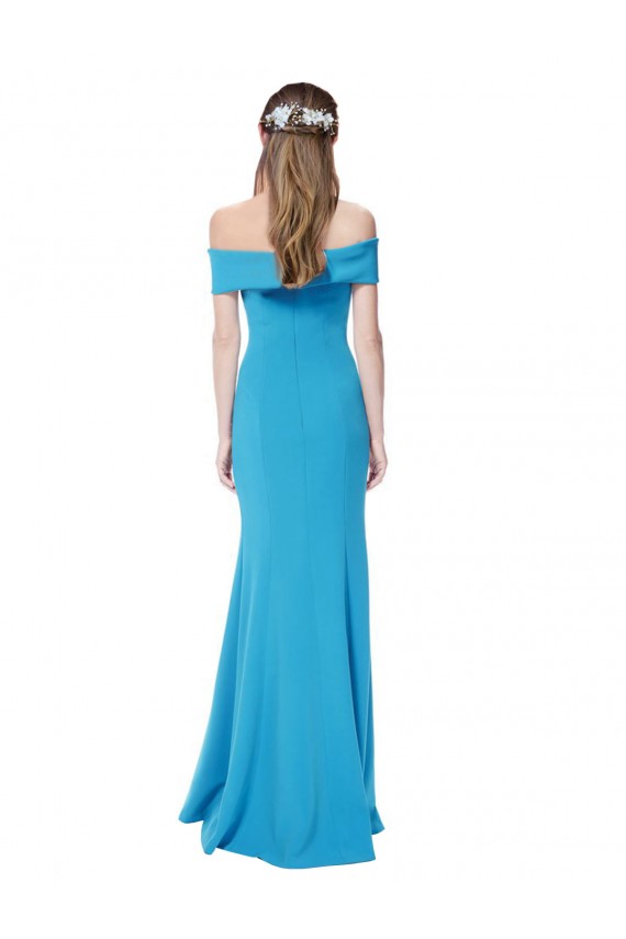 Peacock Blue Sheath Off the Shoulder Long Formal Dress Canada Online
