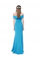 Peacock Blue Sheath Off the Shoulder Long Formal Dress Canada Online