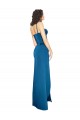 Low Back Peacock Blue Sheath Spaghetti Straps Long Formal Evening Dress Canada Online