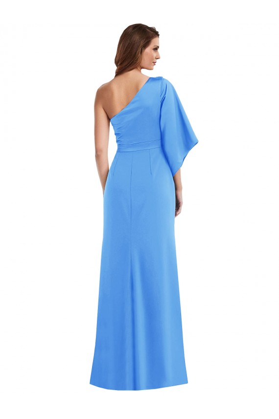 Peacock Blue Trumpet One Shoulder Long Semi Formal Evening Dress Canada Online
