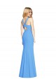 Keyhole Back Peacock Blue Trumpet V-Neck Long Semi Formal Evening Dress Canada Online