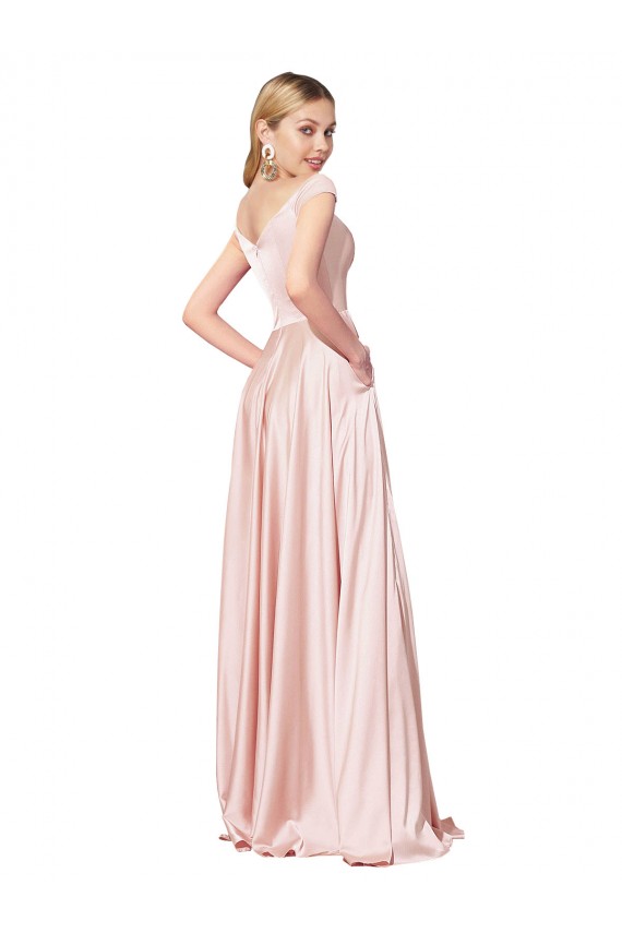 Pink A-Line High Neck Long Formal Evening Dress Canada Online