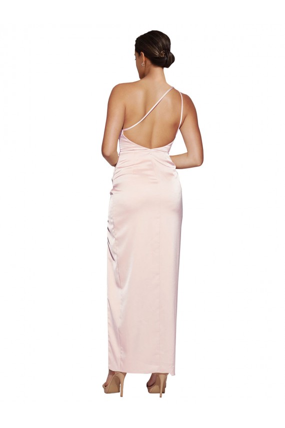 Low Back Pink A-Line One Shoulder Long Semi Formal Evening Dress Canada Online