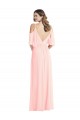 V-Back Pink A-Line V-Neck Long Semi Formal Evening Dress Canada Online