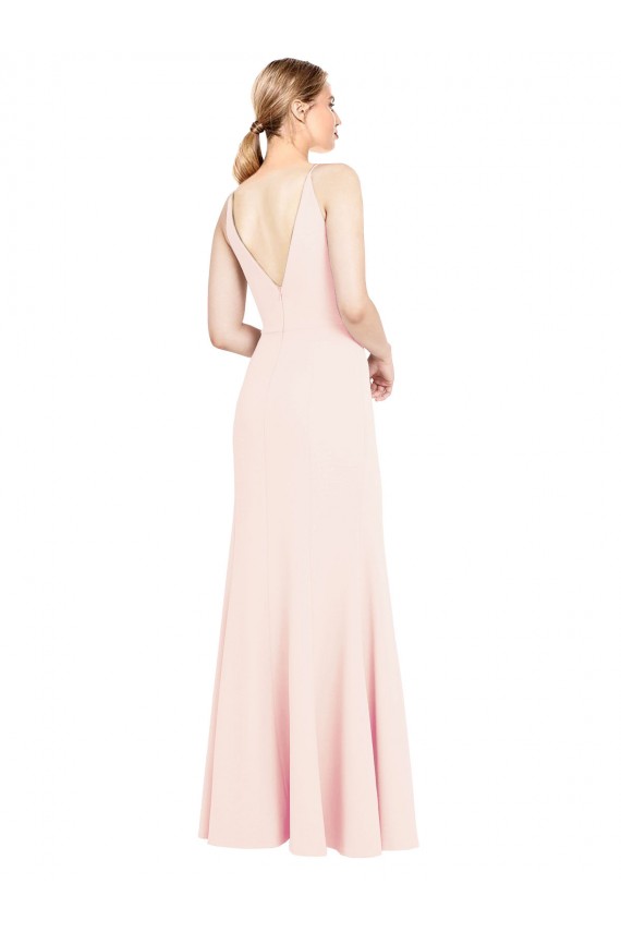 V-Back Pink A-Line High Neck Long Formal Evening Dress Canada Online