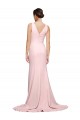 V-Back Pink A-Line V-Neck Sweep Train Semi Formal Evening Dress Canada Online