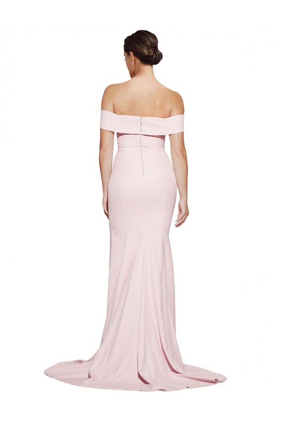Low Back Pink Sheath Square Neck Sweep Train Formal Evening Dress Canada Online