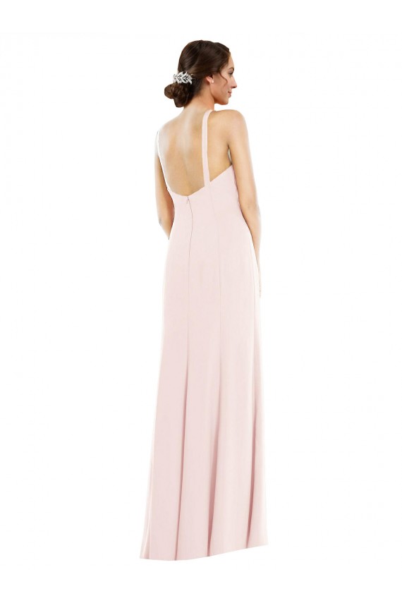 Low Back Pink Trumpet Halter Neck Long Formal Evening Dress Canada Online