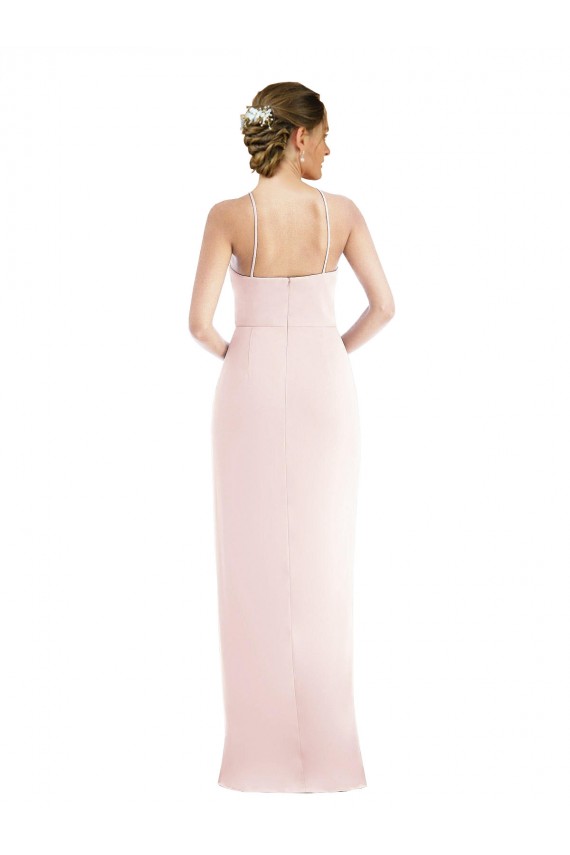 Pink Trumpet Halter Neck Long Semi Formal Evening Dress Canada Online