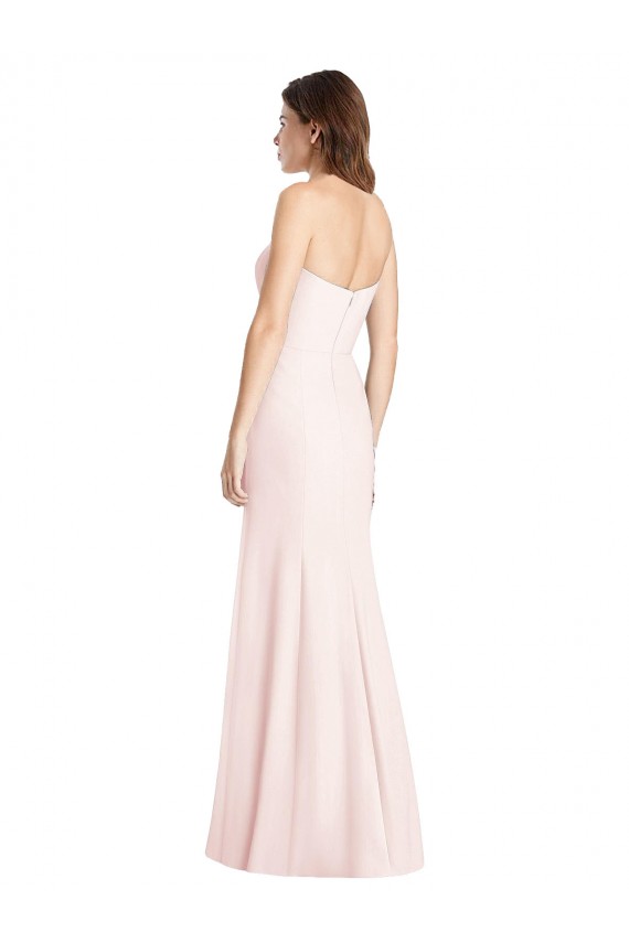 Low Back Pink Trumpet Strapless Long Semi Formal Evening Dress Canada Online