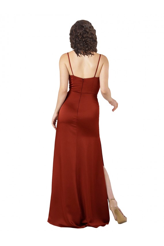 Low Back Red A-Line Square Neck Long Formal Evening Dress Canada Online