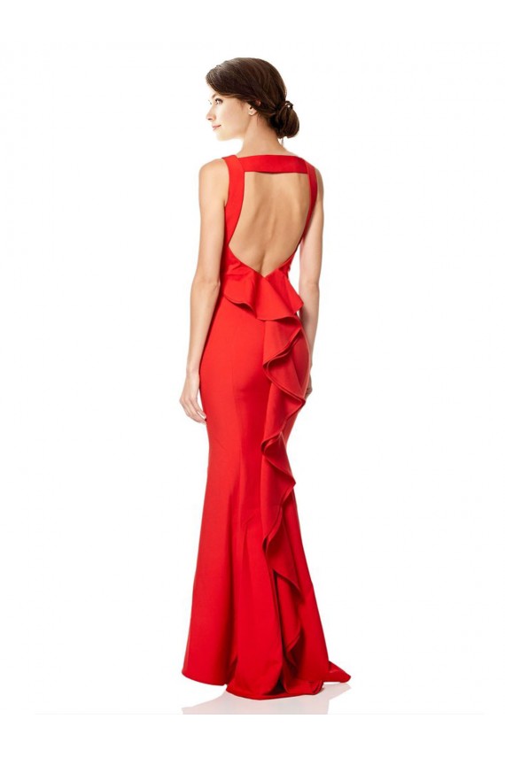 Open Back Red Mermaid High Neck Long Evening Dress Canada Online