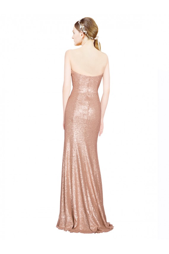 Low Back Rose Gold A-Line Sweetheart Long Formal Evening Dress Canada Online
