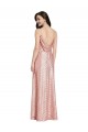 Low Back Rose Gold Sheath V-Neck Long Formal Evening Dress Canada Online