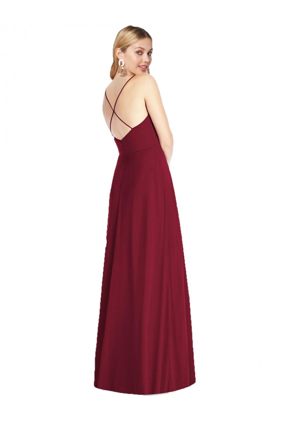 Open Back Royal Blue A-Line V-Neck Long Formal Dress Canada Online