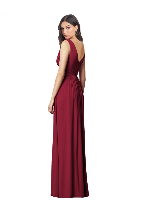 V-Back Royal Blue A-Line V-Neck Long Semi Formal Evening Dress Canada Online