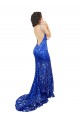 Open Back Royal Blue Mermaid High Neck Long Semi Formal Evening Dress Canada Online