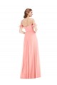 Salmon A-Line Off the Shoulder Long Semi Formal Evening Dress Canada Online
