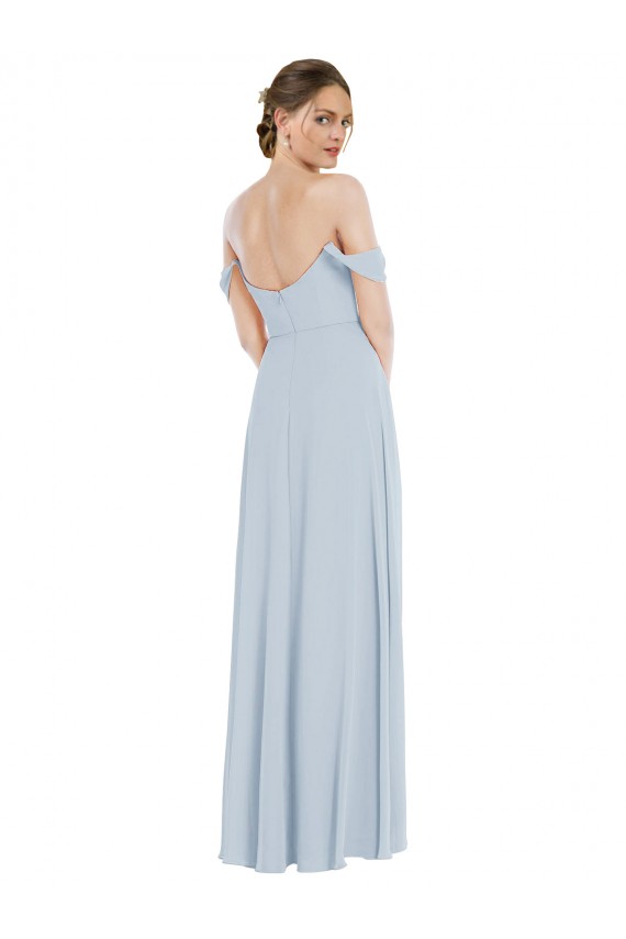 Sea Glass A-Line Off the Shoulder Long Semi Formal Evening Dress Canada Online