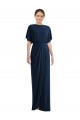 Open Back Dark Navy Sheath Bateau Neck Long Semi Formal Evening Dress Canada Online