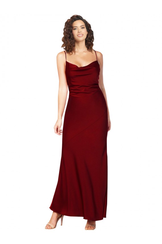 Low Back Burgundy Sheath Cowl Neck Long Black Tie Evening Dress Canada Online