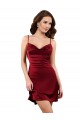 Open Back Burgundy Sheath Cowl Neck Midi Length Formal Evening Dress Canada Online