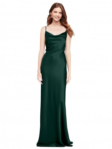 V-Back Hunter Sheath Cowl Neck Long Black Tie Evening Dress Canada Online