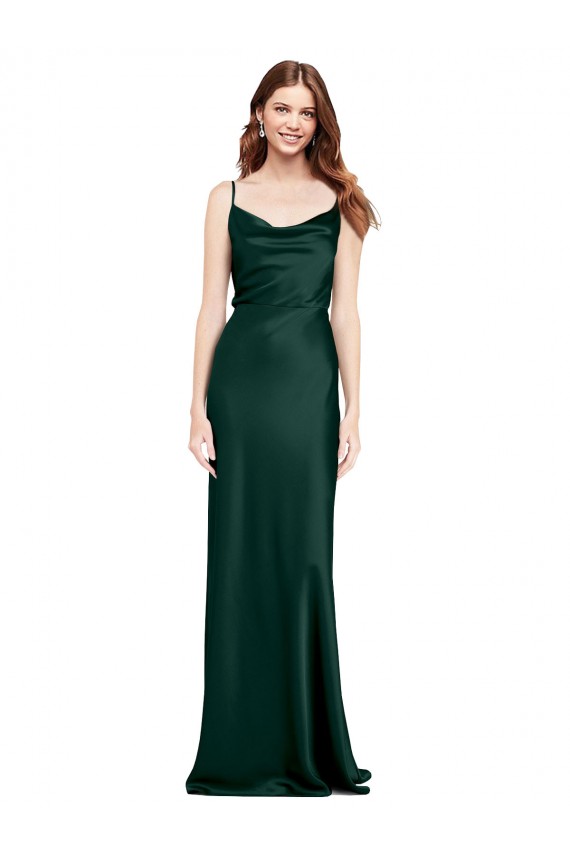 V-Back Hunter Sheath Cowl Neck Long Black Tie Evening Dress Canada Online