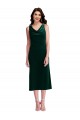 V-Back Dark Green Sheath Cowl Neck Midi Length Evening Dress Canada Online