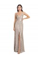 V-Back Silver Sheath High Neck Long Formal Evening Dress Canada Online