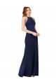 Open Back Sapphire Sheath High Neck Long Formal Evening Dress Canada Online