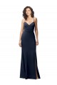 Open Back Dark Navy Sheath High Neck Long Formal Evening Dress Canada Online