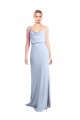 V-Back Light Sky Blue Sheath High Neck Long Formal Dress Canada Online