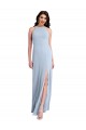Open Back Light Sky Blue Sheath High Neck Long Formal Evening Dress Canada Online