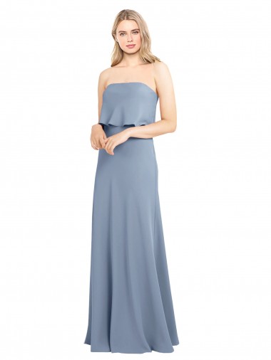 Smoke Blue Sheath High Neck Long Formal Dress Canada Online