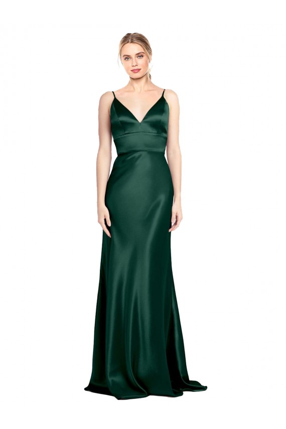 V-Back Hunter Sheath High Neck Long Formal Evening Dress Canada Online