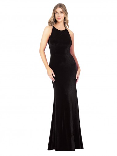 Open Back Black Sheath Jewel Neck Long Formal Evening Dress Canada Online