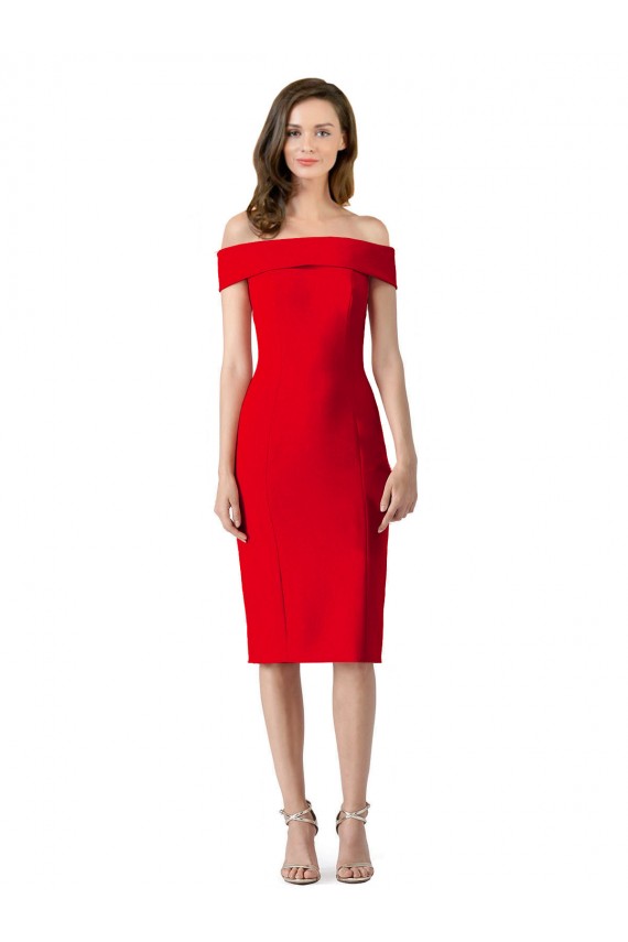 Red Sheath Off the Shoulder Cocktail Length Formal Evening Dress Canada Online