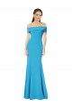Peacock Blue Sheath Off the Shoulder Long Formal Dress Canada Online