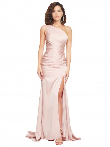Pink Sheath One Shoulder Long Black Tie Evening Gown Canada Online