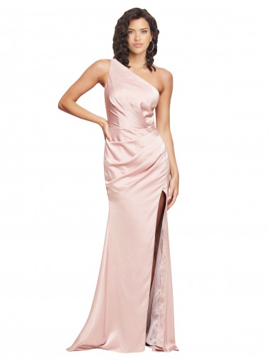 Low Back Pink Sheath One Shoulder Long Formal Evening Dress Canada Online
