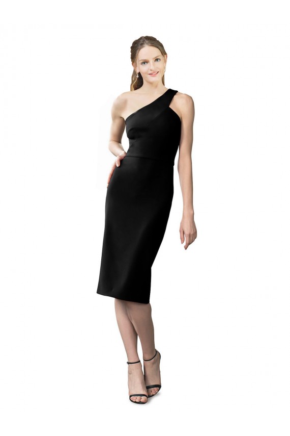 Black Sheath One Shoulder Cocktail Length Formal Evening Dress Canada Online