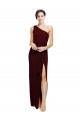 Burgundy Gold Sheath One Shoulder Long Black Tie Evening Dress Canada Online