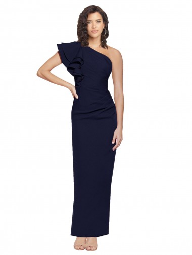Dark Navy Sheath One Shoulder Long Formal Evening Dress Canada Online