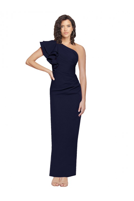 Dark Navy Sheath One Shoulder Long Formal Evening Dress Canada Online