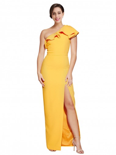 Saffron Sheath One Shoulder Long Formal Evening Dress Canada Online