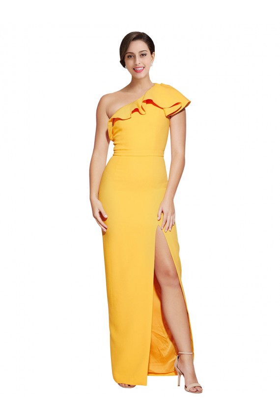 Saffron Sheath One Shoulder Long Formal Evening Dress Canada Online