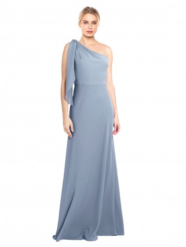 Smoke Blue Sheath One Shoulder Long Formal Dress Canada Online