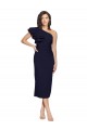 Dark Navy Sheath One Shoulder Midi Length Formal Evening Dress Canada Online